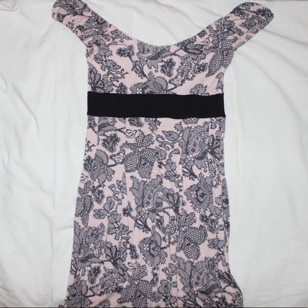 Clockhouse Light Pink Lace Printed Mini Dress